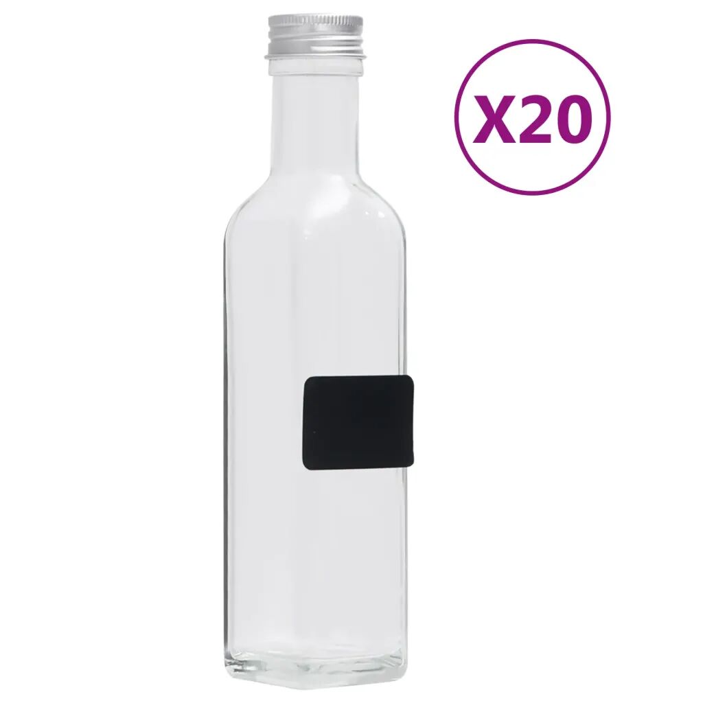 vidaXL Flessen met schroefdop 20 st 250 ml rechthoekig glas