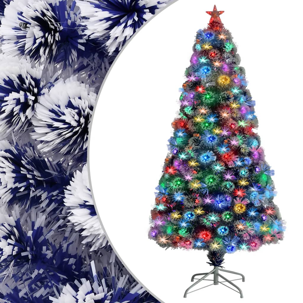 vidaXL Kunstkerstboom met LED 120 cm glasvezel wit en blauw