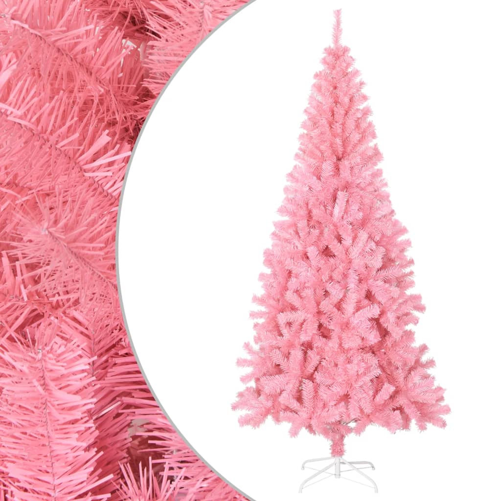 vidaXL Kunstkerstboom met standaard 240 cm PVC roze