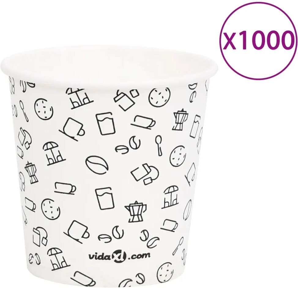 vidaXL 1000 st Koffiebekers 120 ml papier wit en zwart