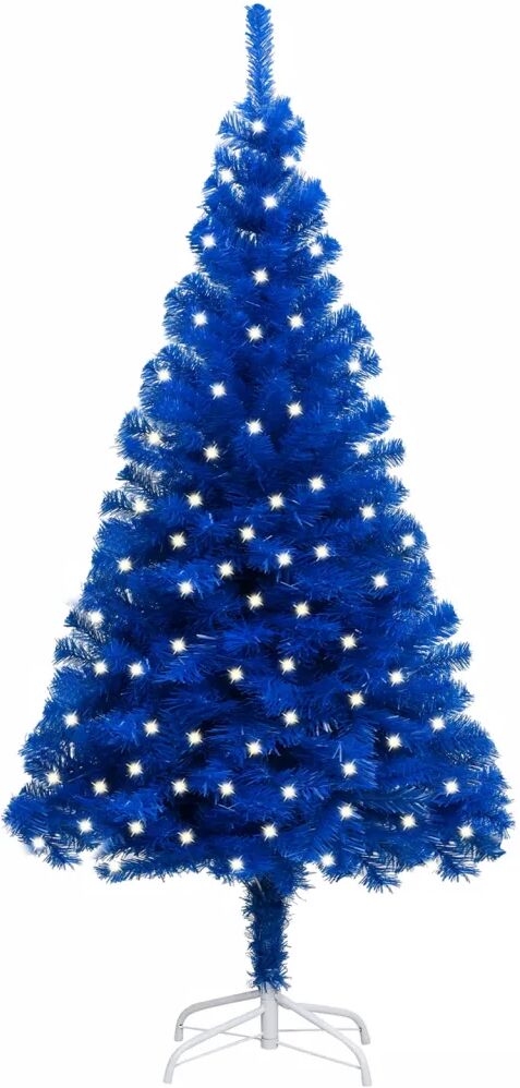 vidaXL Kunstkerstboom met LED's en standaard 240 cm PVC blauw