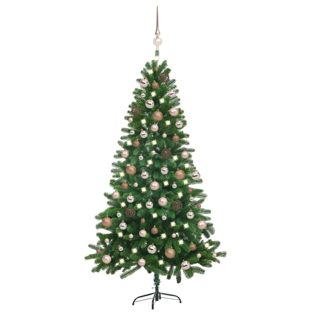 vidaXL Kunstkerstboom met LED's en kerstballen 150 cm groen