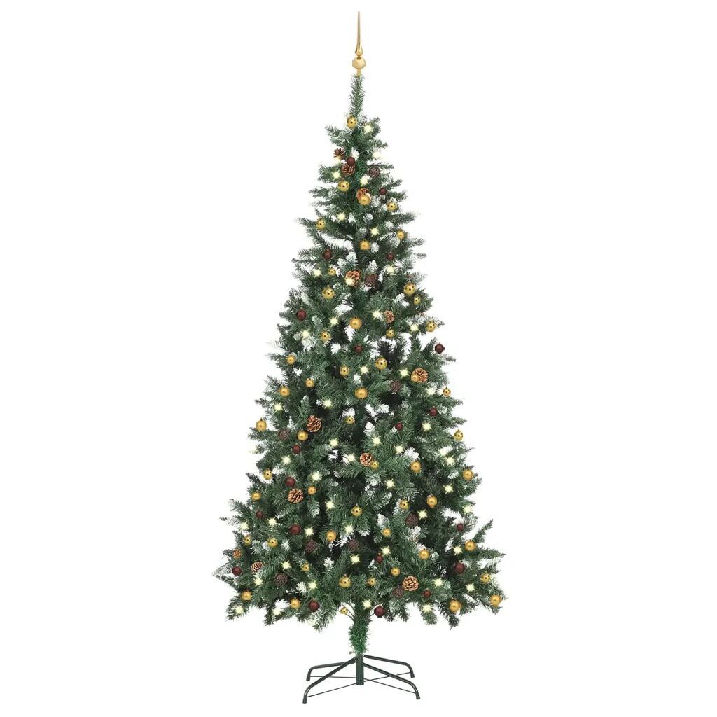 vidaXL Kunstkerstboom met LED's en kerstballen 210 cm