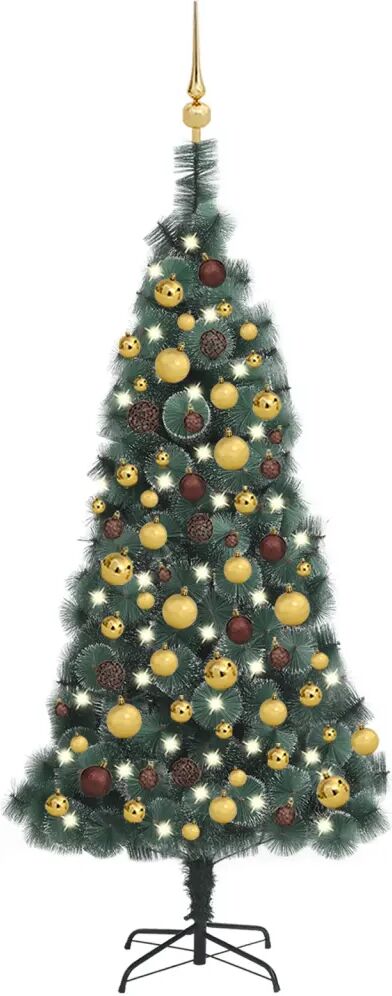 vidaXL Kunstkerstboom met LED's en kerstballen 120 cm PVC en PE groen