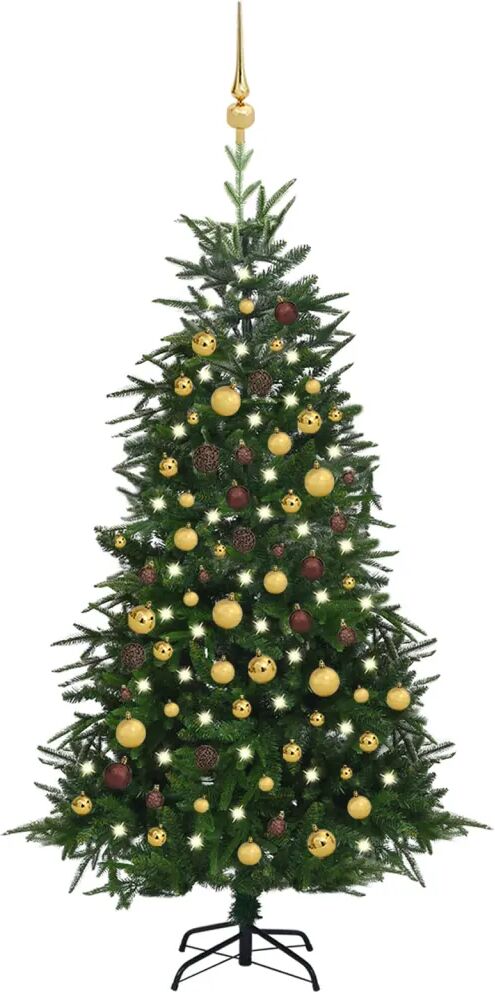 vidaXL Kunstkerstboom met LED's en kerstballen 180 cm PVC en PE groen