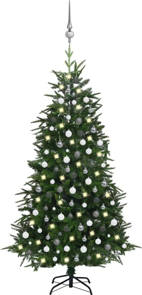 vidaXL Kunstkerstboom met LED's en kerstballen 240 cm PVC en PE groen