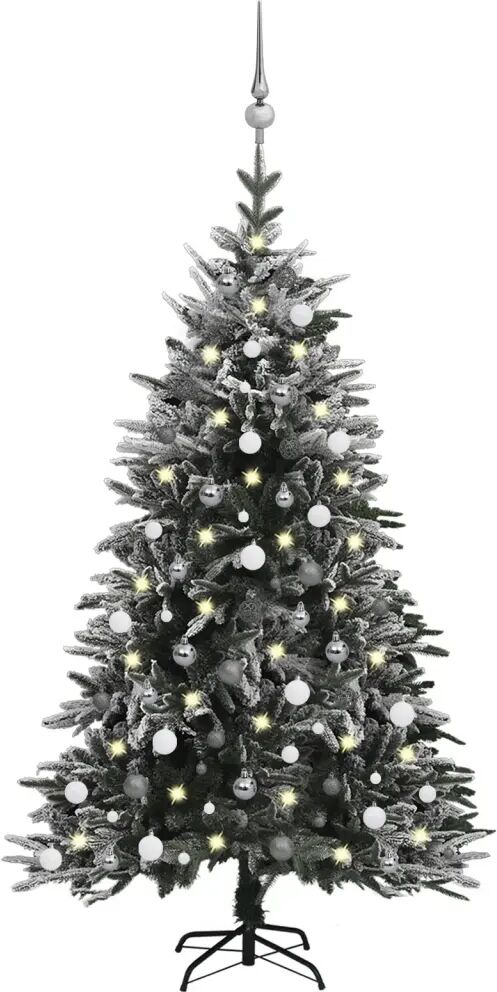 vidaXL Kunstkerstboom met LED's, kerstballen en sneeuw 180 cm PVC PE