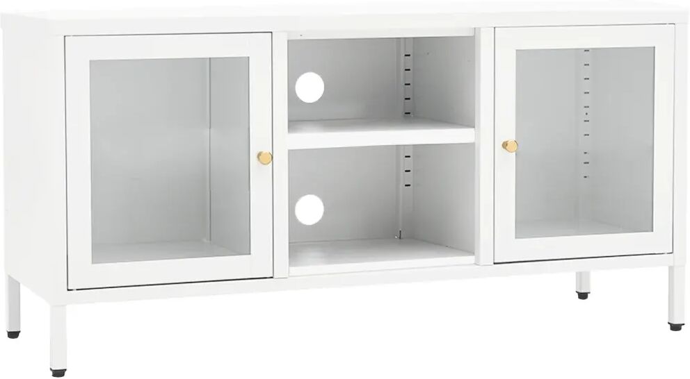 vidaXL Tv-meubel 105x35x52 cm staal en glas wit