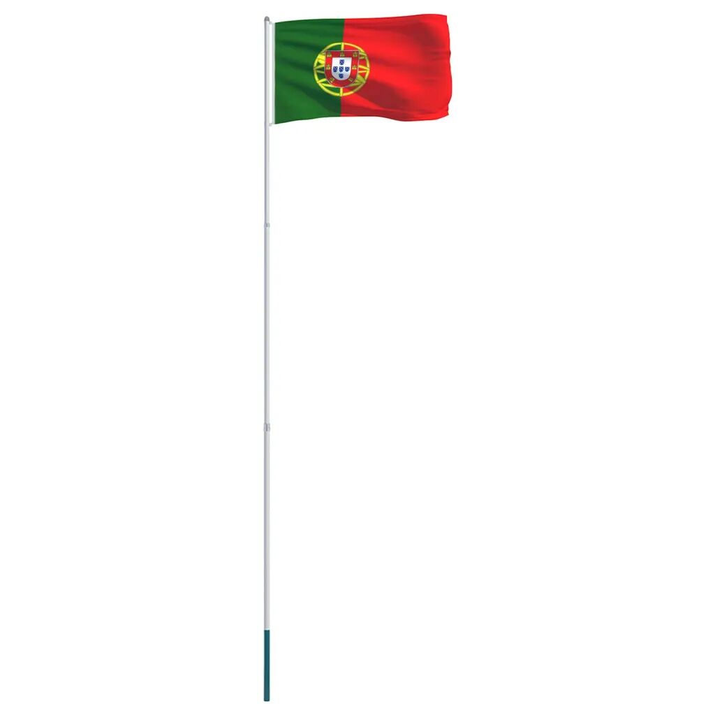 vidaXL Vlag met vlaggenmast Portugal 4 m aluminium