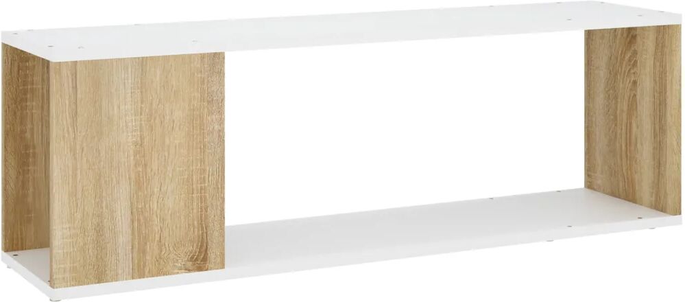 vidaXL Tv-meubel 100x24x32 cm spaanplaat wit en sonoma eikenkleurig