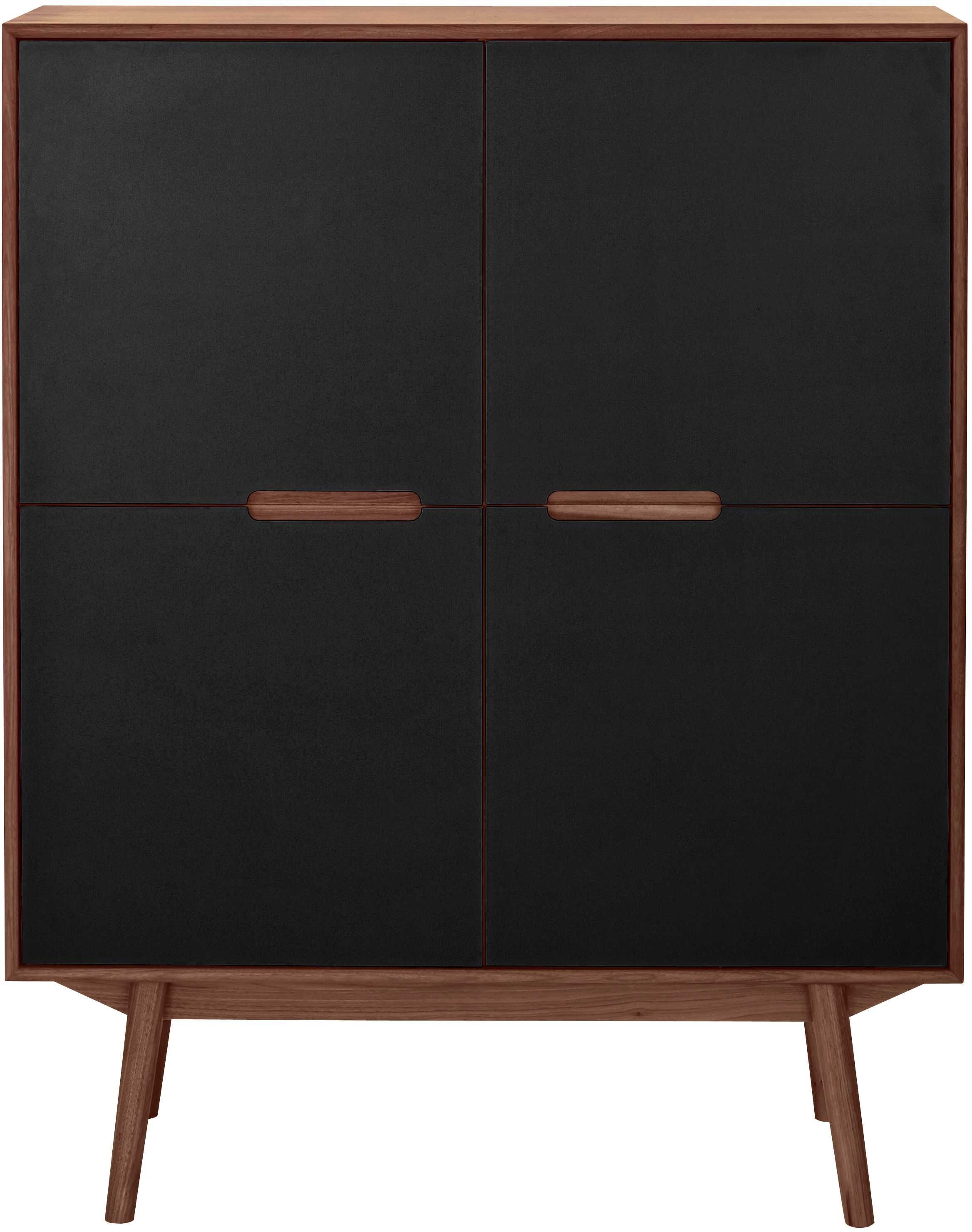 PBJ Designhouse Curve Highboard opbergkast 4 walnoot deuren zwart