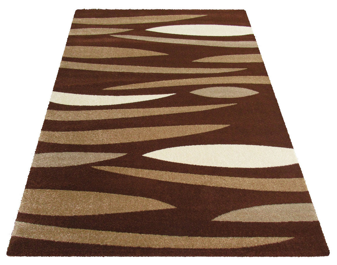 Profeos Brązowy nowoczesny dywan z wzorami - Pertis