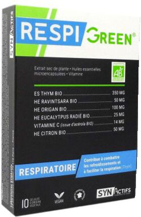 Synactifs RespiGreen Respiratoire Bio 10 gélules