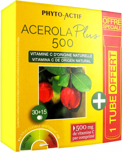 Phyto-Actif Phytoactif Acérola plus 500 2 x 15 comprimés + 15 Offerts