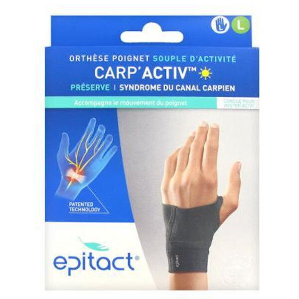 Epitact Carp'Activ Orthèse Poignet Souple d'Activité Préserve Syndrome du Canal Carpien Gauche Taille L 1 unité