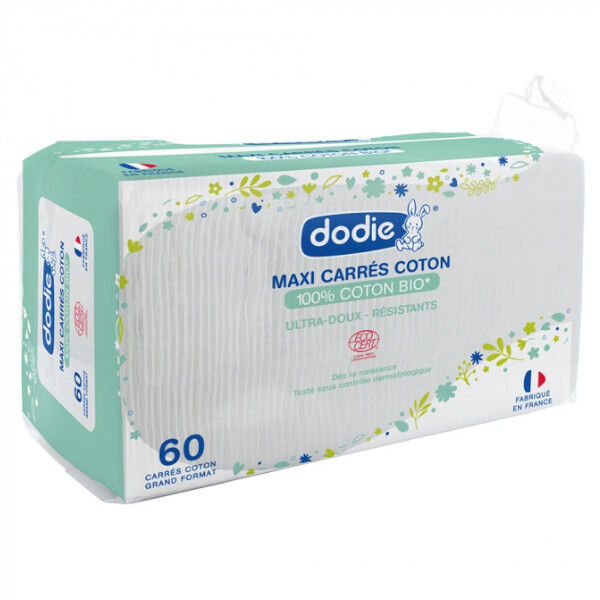 Dodie Maxi Carrés Coton Bio 60 unités