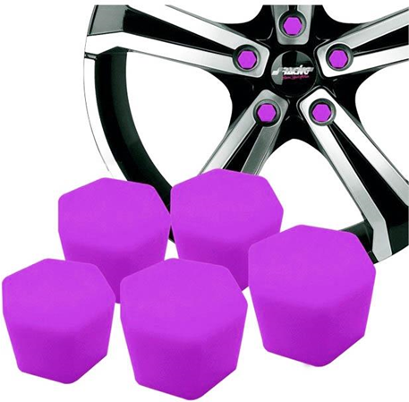 Takestop SET 20 PEZZI COPRIBULLONI COPRI BULLONI DADI UNIVERSALE SILICONE FLUORESCENTI viola ws1556 CERCHI RUOTA COPERTURA