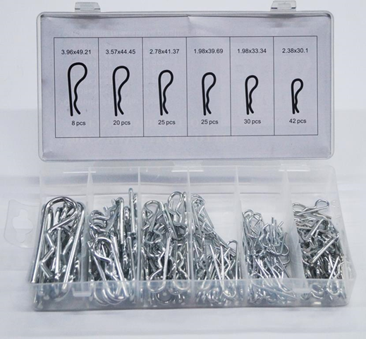 Takestop KIT 150 PEZZI CLIP A MOLLA DI CHIUSURA FASTENER xin PIN METALLO SET ASSORTITO IN BOX TRASPARENTE