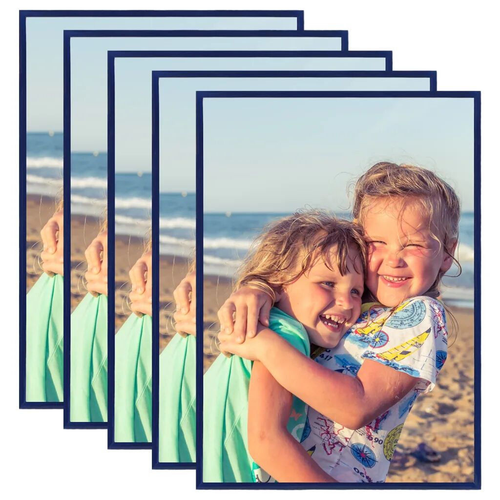 vidaXL Collage de cadres photo 5 pcs de mur table Bleu 18x24 cm MDF