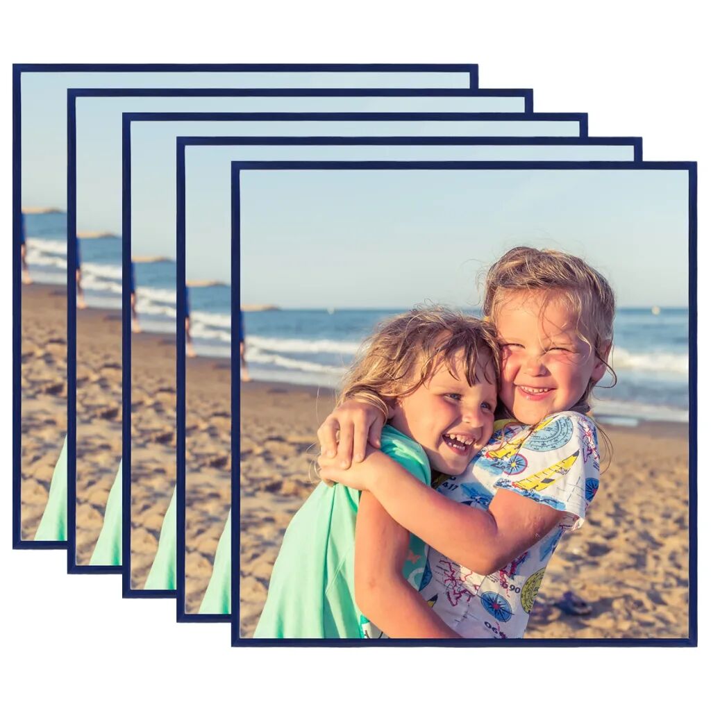 vidaXL Collage de cadres photo 5 pcs de mur table Bleu 20x20 cm MDF