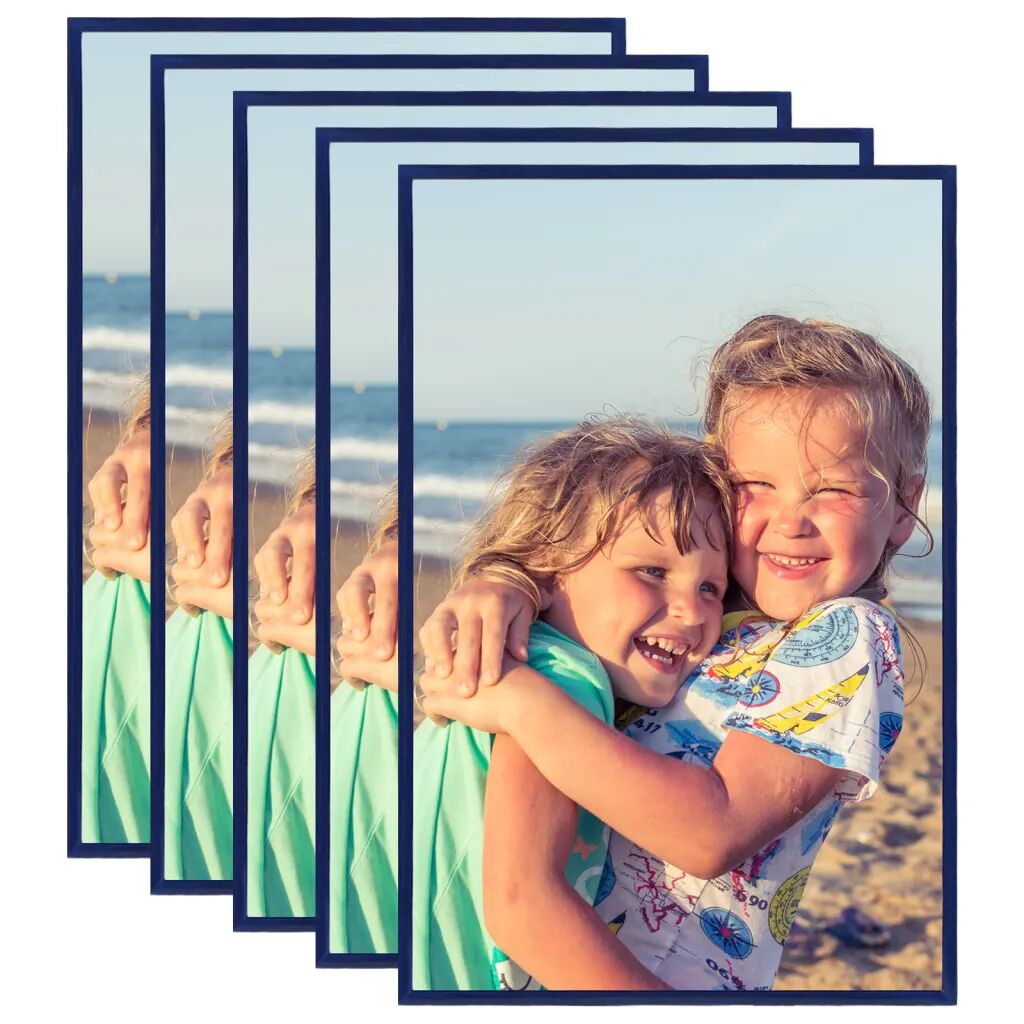 vidaXL Collage de cadres photo 5 pcs de mur table Bleu 21x29,7 cm MDF