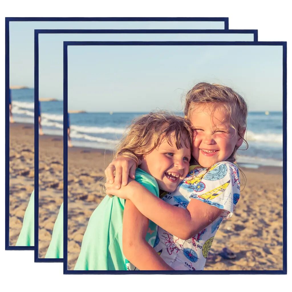 vidaXL Collage de cadres photo 3 pcs de mur table Bleu 30x30 cm MDF