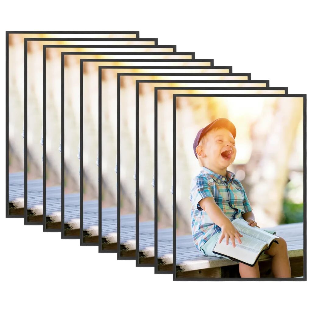 vidaXL Collage de cadres photo 10 pcs de mur table Noir 15x21 cm MDF