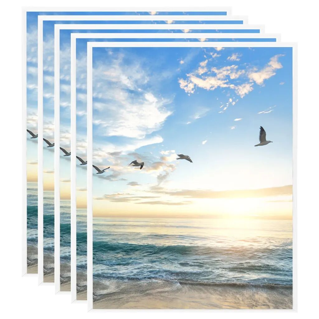 vidaXL Collage de cadres photo 5 pcs au mur table Blanc 20x25 cm MDF