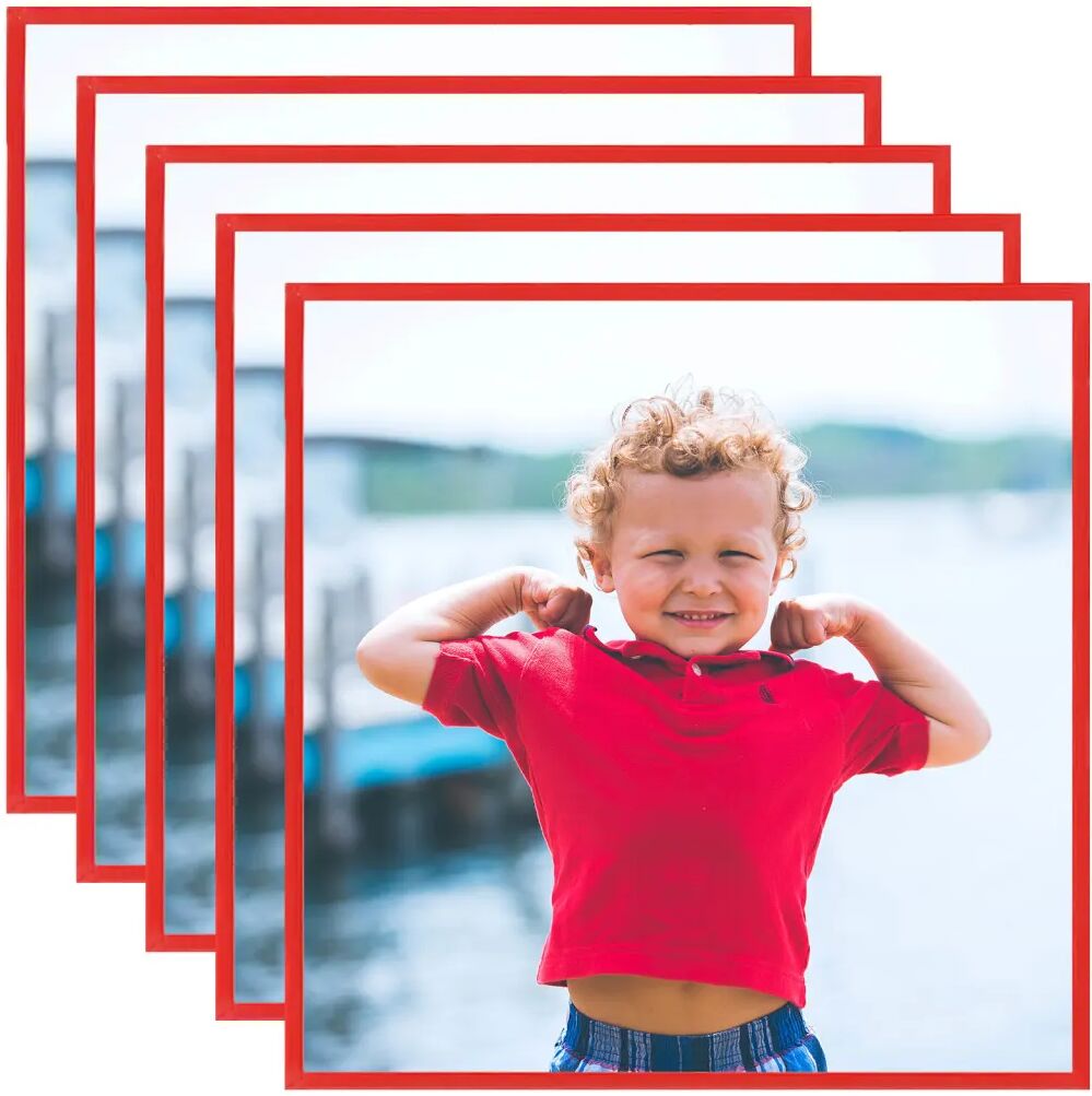 vidaXL Collage de cadres photo 5 pcs au mur table Rouge 20x20 cm MDF