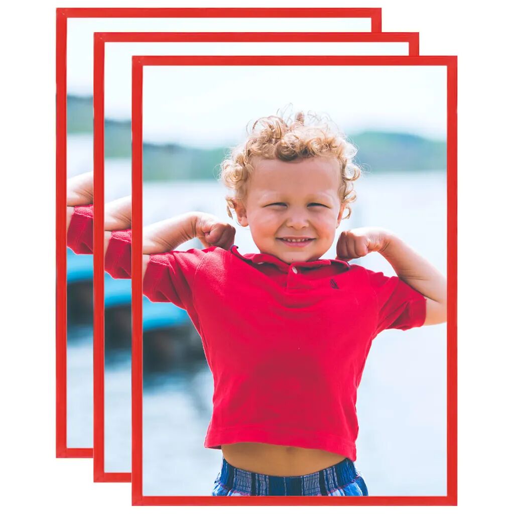 vidaXL Collage de cadres photo 3 pcs de mur table Rouge 21x29,7 cm MDF