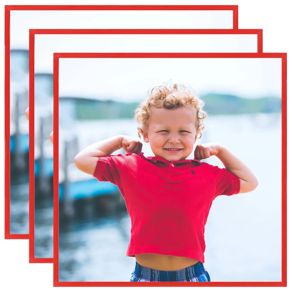 vidaXL Collage de cadres photo 3 pcs au mur table Rouge 30x30 cm MDF