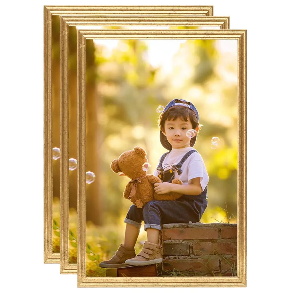 vidaXL Collage de cadres photo 3 pcs de mur table Doré 70x90 cm MDF