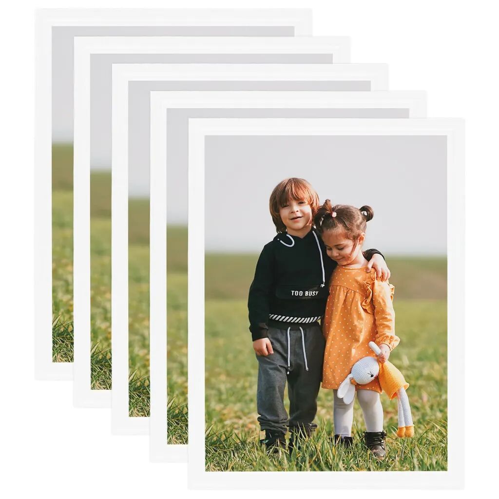 vidaXL Collages de cadres photo 5 pcs au mur table Blanc 50x70 cm MDF