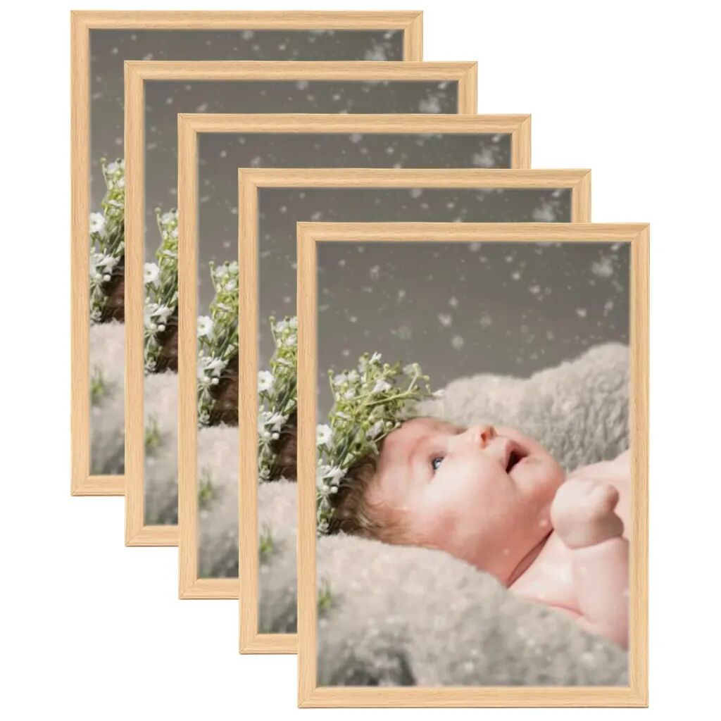 vidaXL Collage de cadres photo 5 pcs de mur table Chêne clair 10x15 cm