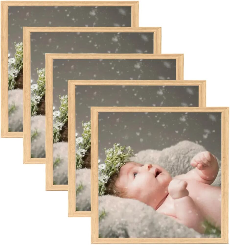 vidaXL Collage de cadres photo 5 pcs au mur table Chêne clair 20x20 cm