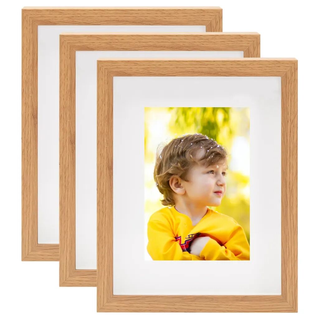 vidaXL Cadres photo 3D 3 pcs Chêne 20x25 cm pour photos 13x18 cm