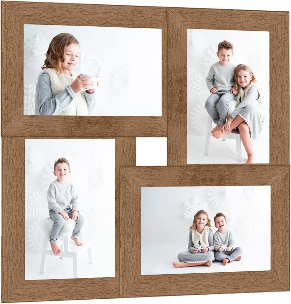 vidaXL Collage de cadres photo pour photo de 4x(10x15 cm) Marron MDF