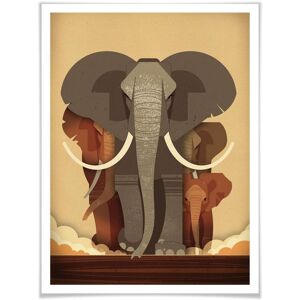 Wall-Art Poster »Elephants«, Elefanten, (1 St.), Poster ohne Bilderrahmen bunt Größe