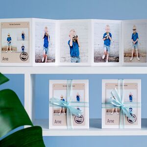 smartphoto Grusskarte 10-seitig quadratisch Blau Schleife - 12 Stk. zur Hochzeit