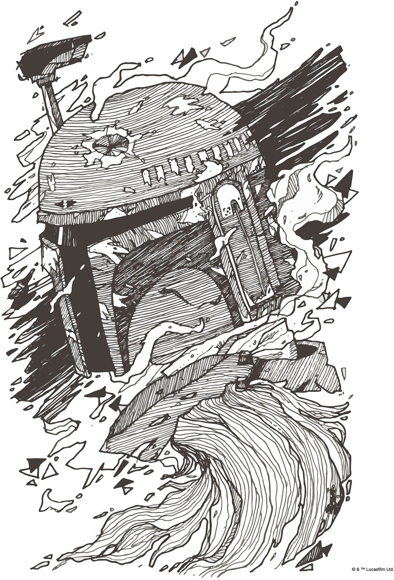 Komar Wandbild »Star Wars Boba Fett Drawing« bunt