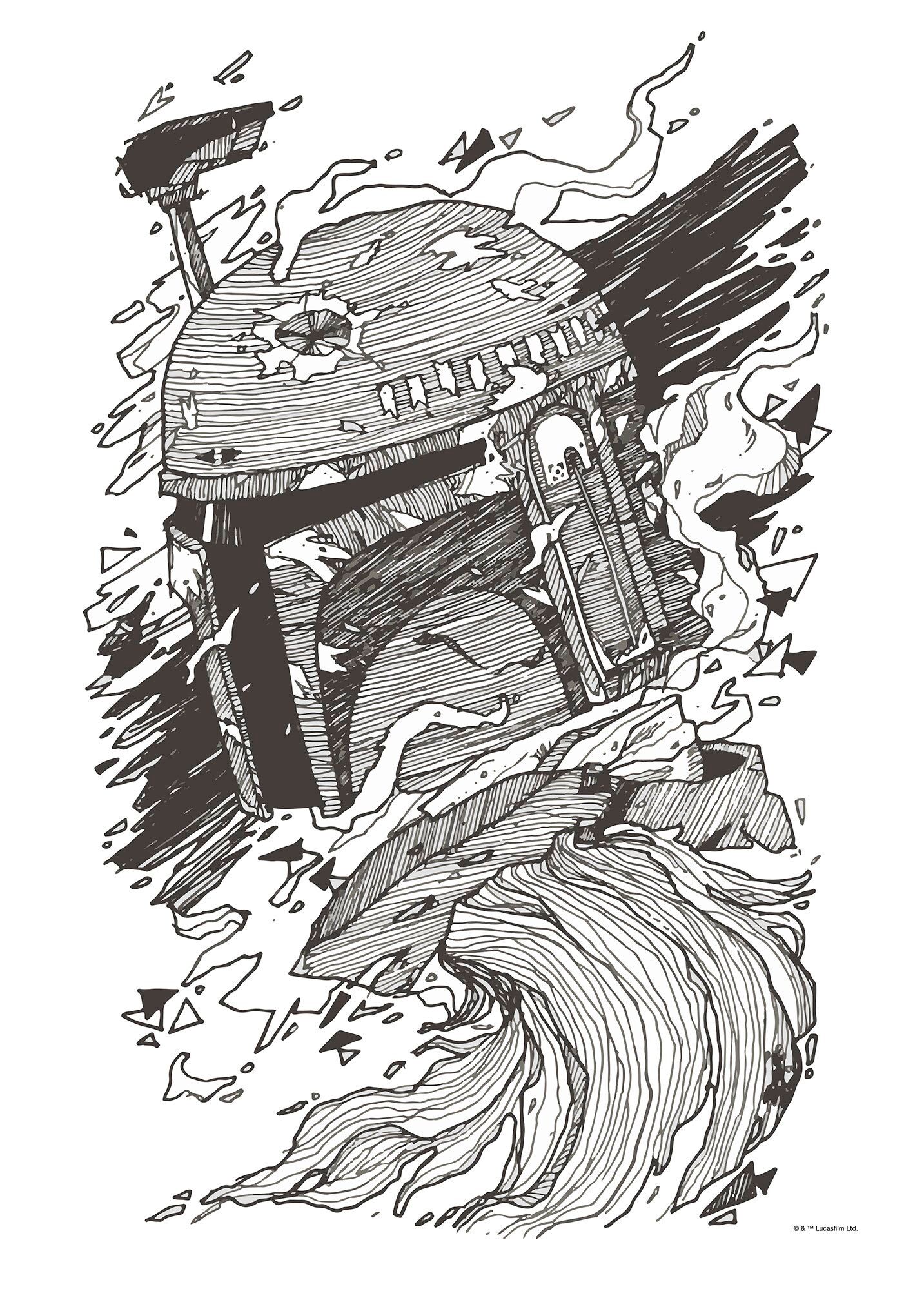 Komar Wandbild »Star Wars Boba Fett Drawing« bunt
