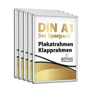 5 Plakatrahmen DIN A1   abgerundete Ecken   25mm Alu Profil, Silber   Bilderrahmen Klapprahmen Wechselrahmen Posterrahmen   5er Sparpack   Dreifke®