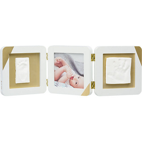 Baby Art Gipsabdruck Set mit 3-tlg. Bilderrahmen My Baby Touch, weiß/ mit Goldkante weiß/gold