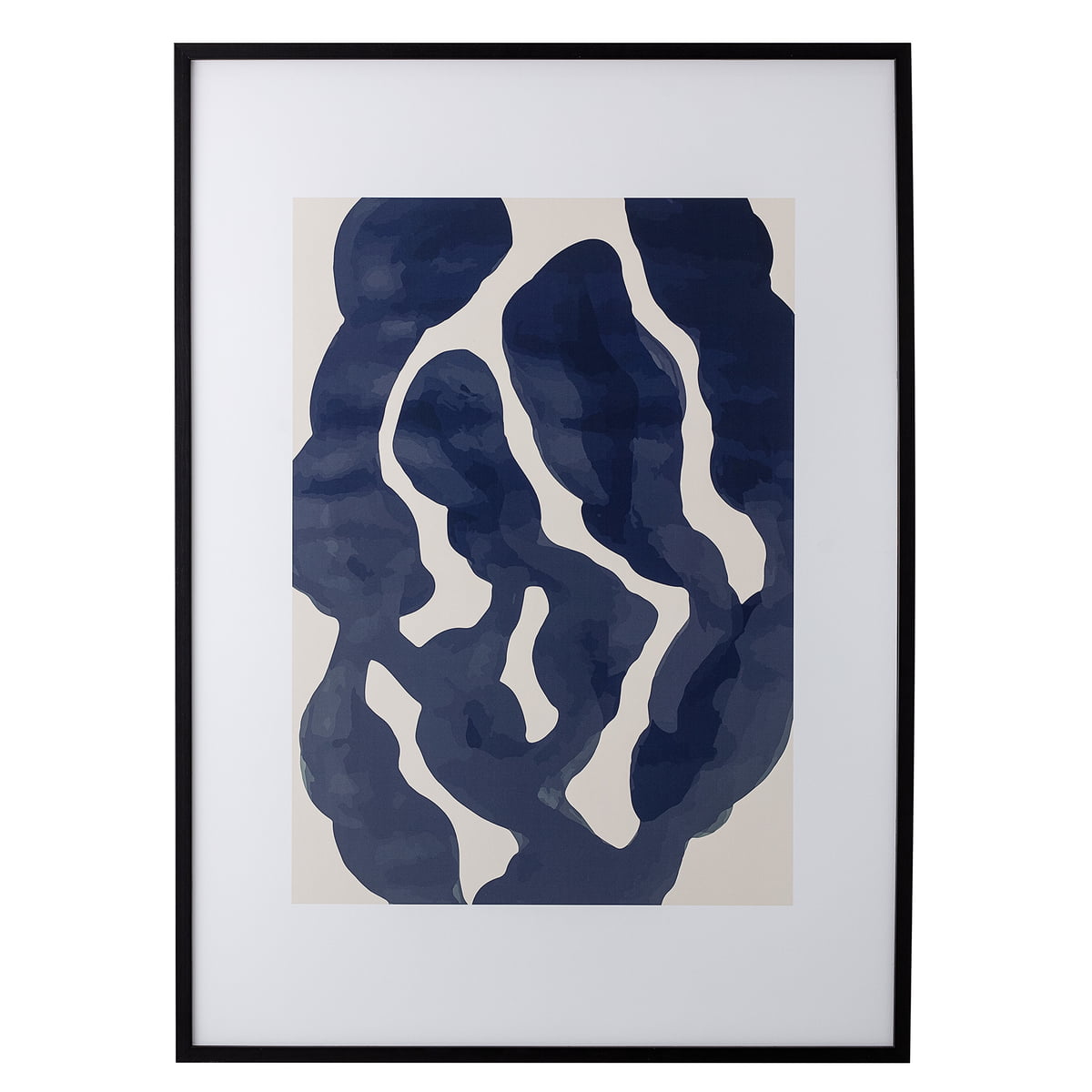 Bloomingville - Bilderrahmen mit Print, abstrakt blau / rosa, L 52 x H 72 cm, Rahmen schwarz