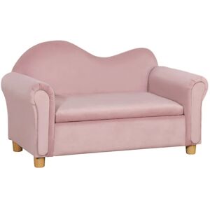 Rootz Living Rootz børnesofa - To-personers til børn - 3-5 år - Opbevaringsplads - Ramme af naturligt træ - Pink - 84 x 41,5 x 48,5 cm