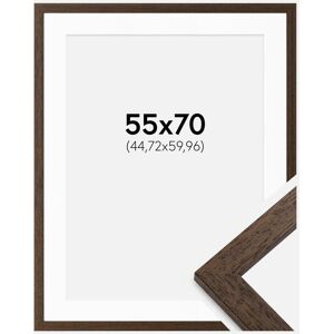 Ram med passepartou Ramme Brown Wood 55x70 Cm - Passepartout Hvid 18x24 Inches