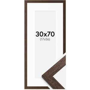 Ram med passepartou Ramme Brown Wood 30x70 Cm - Passepartout Hvid 18x57 Cm