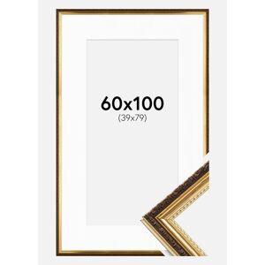 Ram med passepartou Ramme Abisko Guld 60x100 Cm - Passepartout Hvid 40x80 Cm