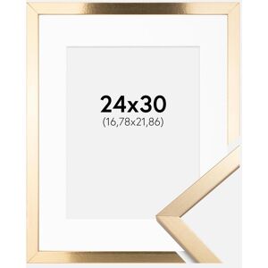 Ram med passepartou Ramme Trendy Guld 24x30 Cm - Passepartout Hvid 7x9 Inches