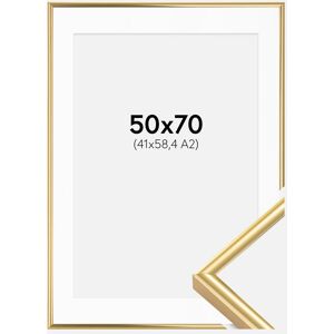 Ram med passepartou Ramme Victoria Guld 50x70 Cm - Passepartout Hvid 42x59,4 Cm (A2)